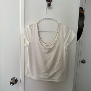 Old Navy Women's White Short Sleeve Tee Double Lined